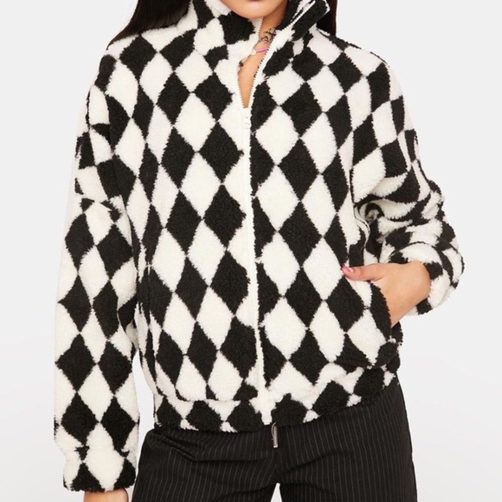 Pretty Garbage Black and White Checkerboard Jacket (S)